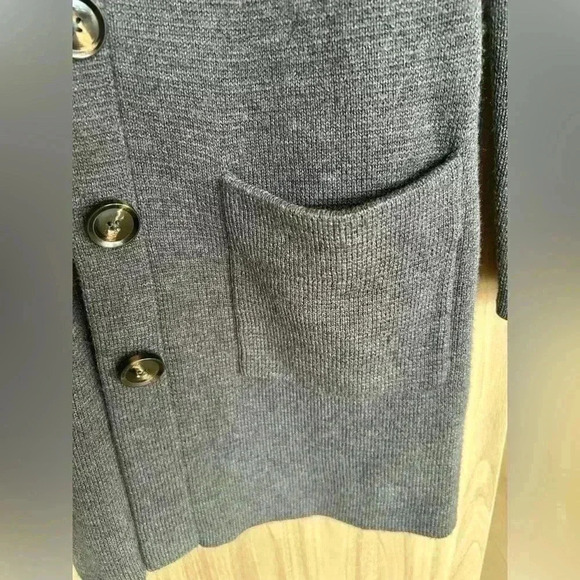Banana Republic Merino Wool gray Button Front Jacket Knit Longl Cardigan medium - Picture 4 of 6